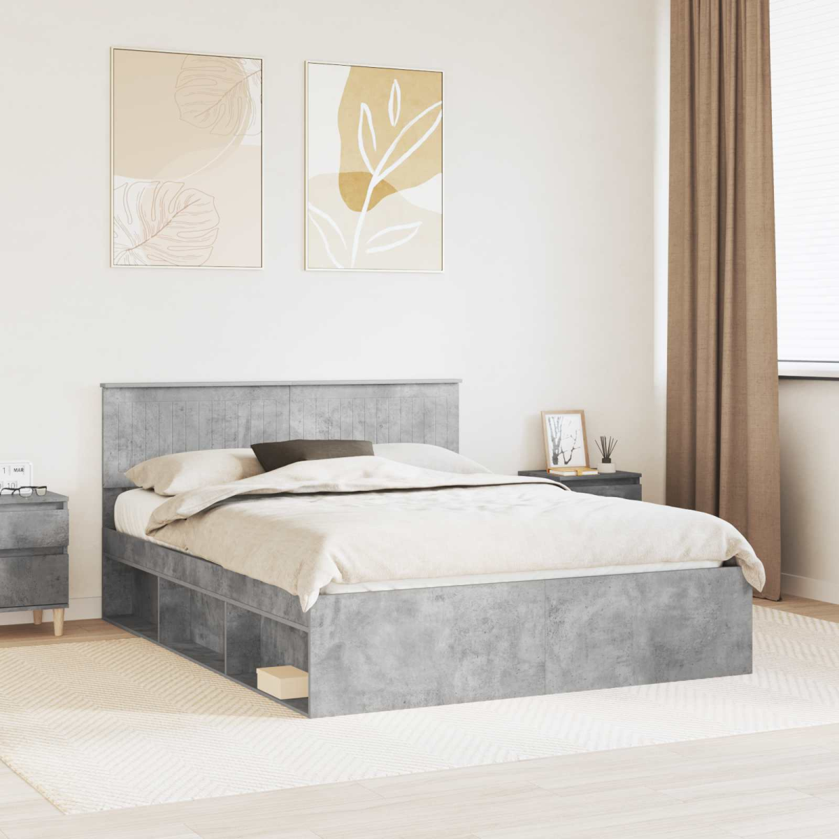 vidaXL Bed Frame with Headboard White 200 x 200 cm Solid Pine Wood - from vidaXL