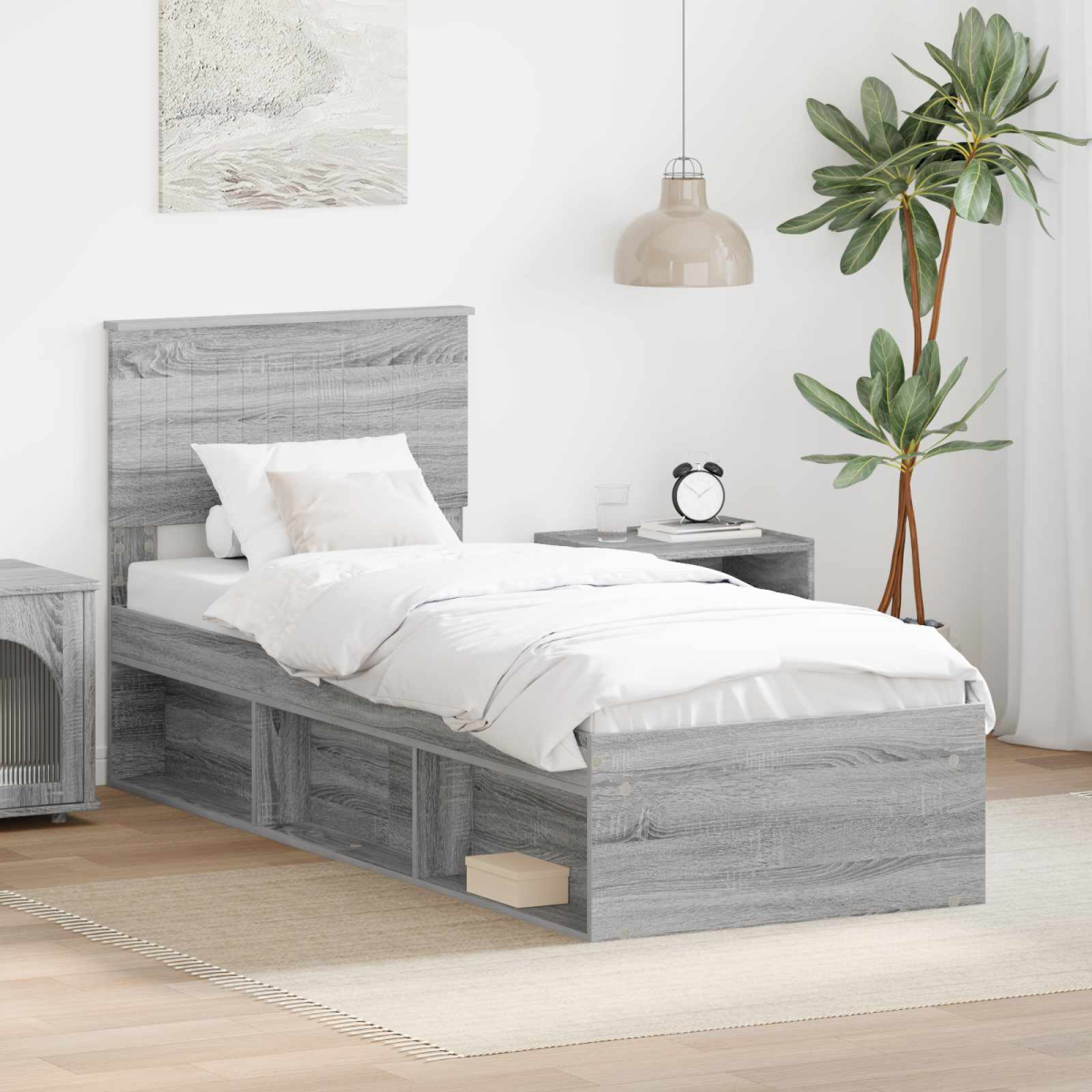 vidaXL Bed Frame with Headboard White 200 x 200 cm Solid Pine Wood - from vidaXL