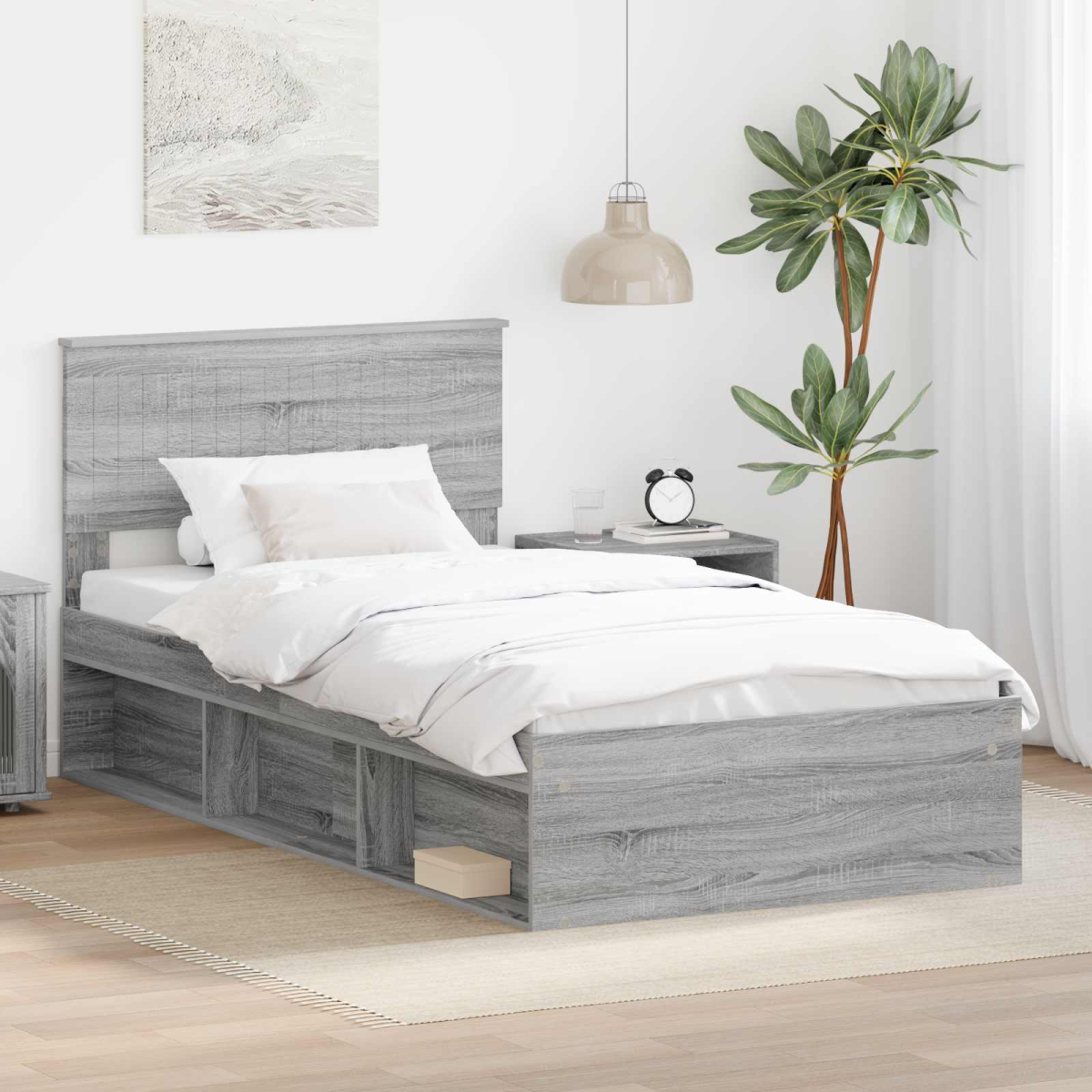 vidaXL Bed Frame with Headboard White 200 x 200 cm Solid Pine Wood - from vidaXL