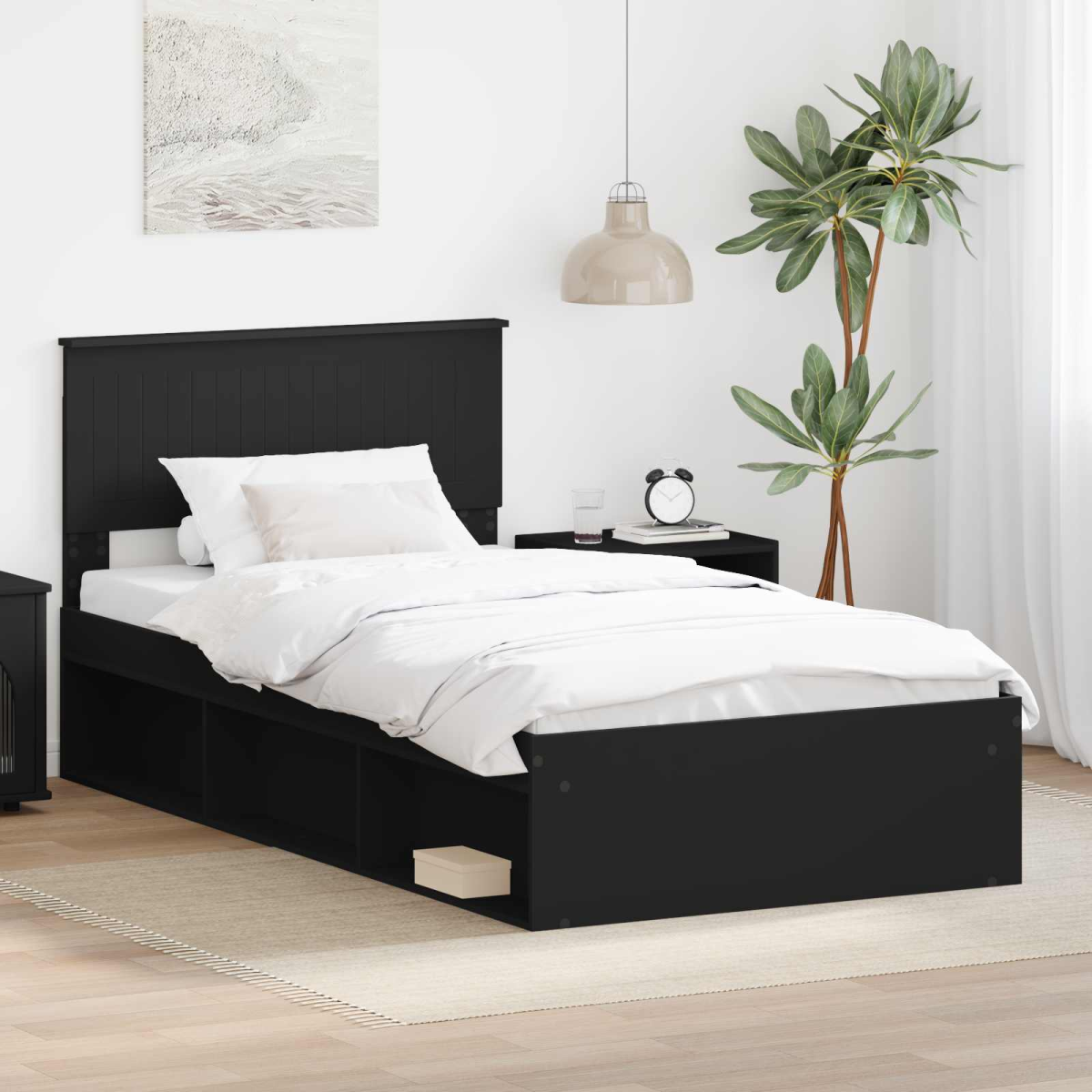 vidaXL Bed Frame with Headboard White 200 x 200 cm Solid Pine Wood - from vidaXL