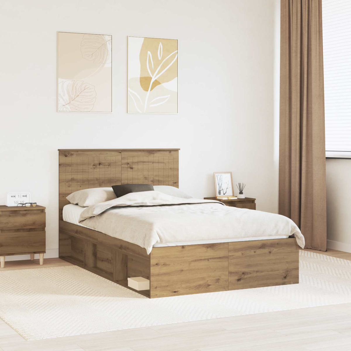 vidaXL Bed Frame with Headboard White 200 x 200 cm Solid Pine Wood - from vidaXL