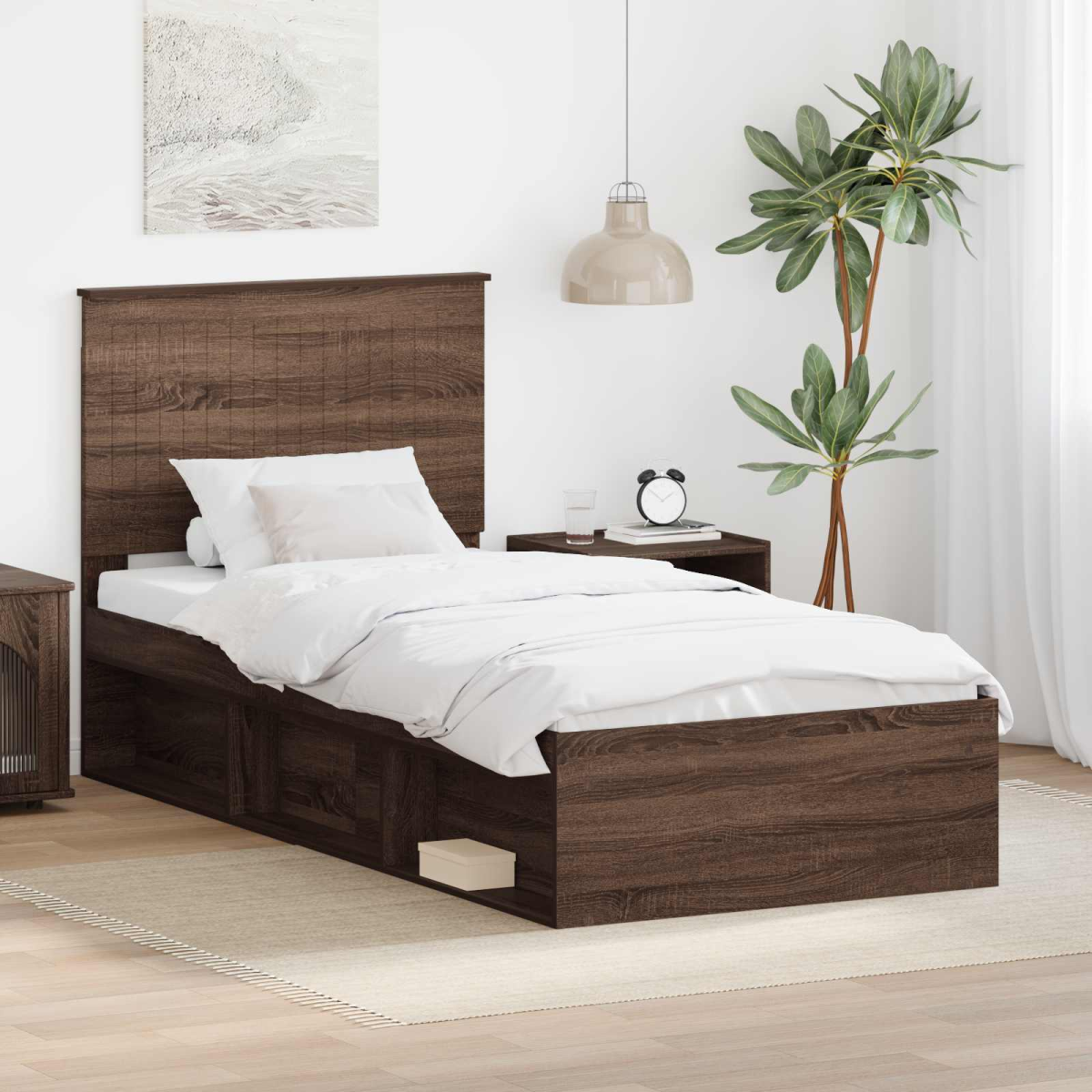 vidaXL Bed Frame with Headboard White 200 x 200 cm Solid Pine Wood - from vidaXL