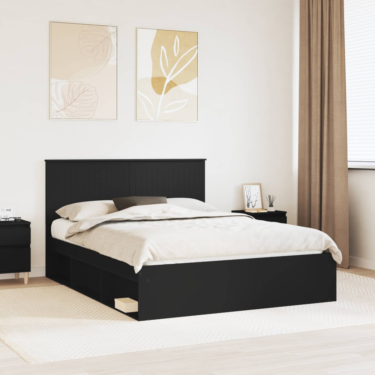 vidaXL Bed Frame with Headboard White 200 x 200 cm Solid Pine Wood - from vidaXL