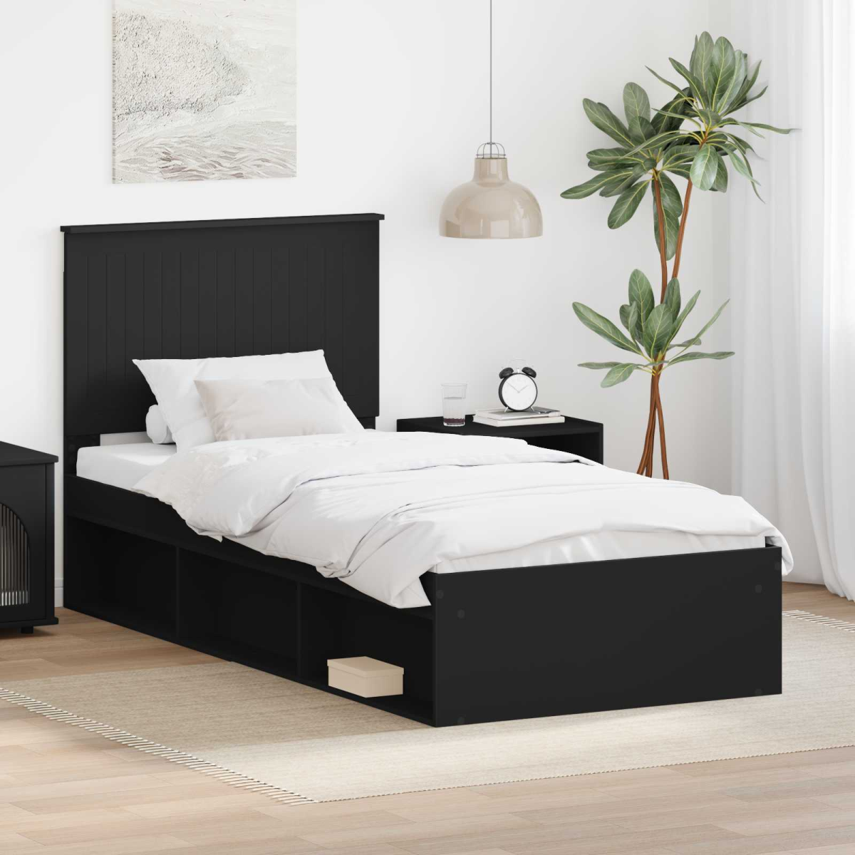 vidaXL Bed Frame with Headboard White 200 x 200 cm Solid Pine Wood - from vidaXL