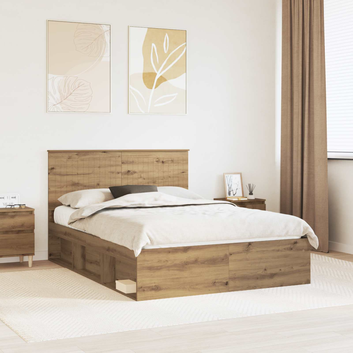 vidaXL Bed Frame with Headboard White 200 x 200 cm Solid Pine Wood - from vidaXL