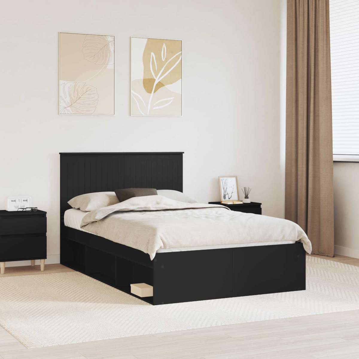 vidaXL Bed Frame with Headboard White 200 x 200 cm Solid Pine Wood - from vidaXL