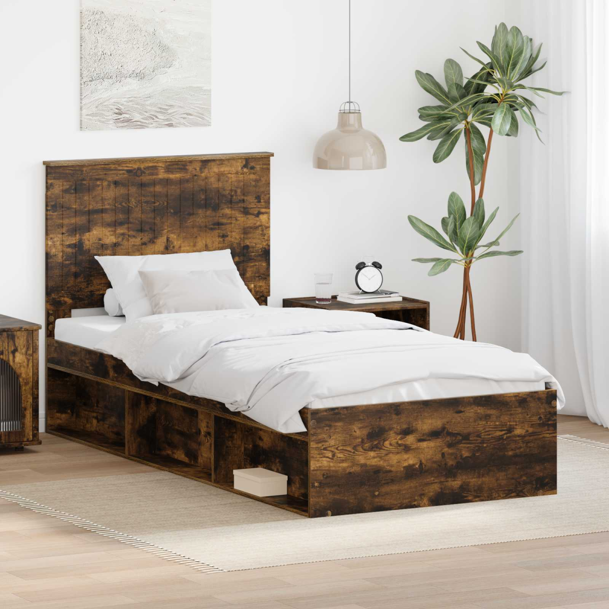 vidaXL Bed Frame with Headboard White 200 x 200 cm Solid Pine Wood - from vidaXL