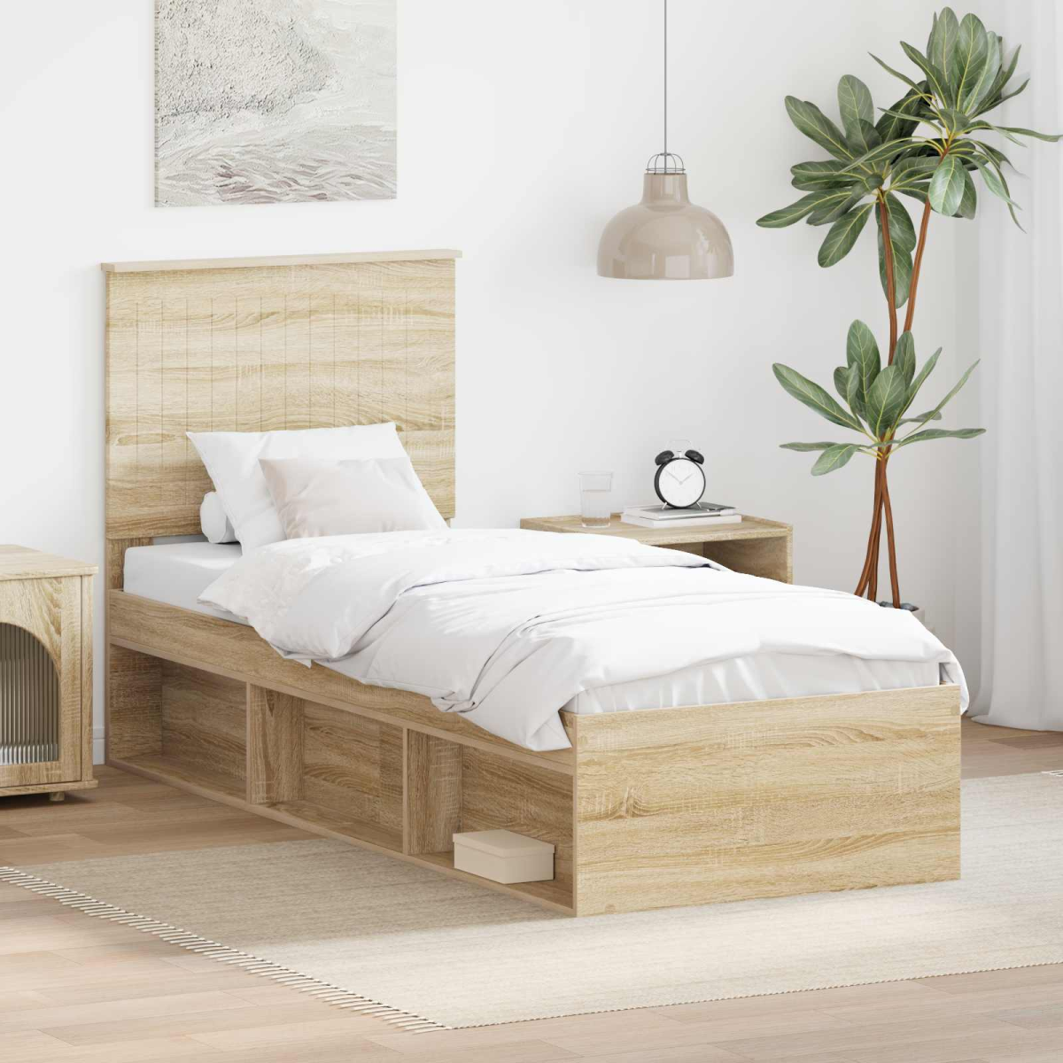 vidaXL Bed Frame with Headboard White 200 x 200 cm Solid Pine Wood - from vidaXL
