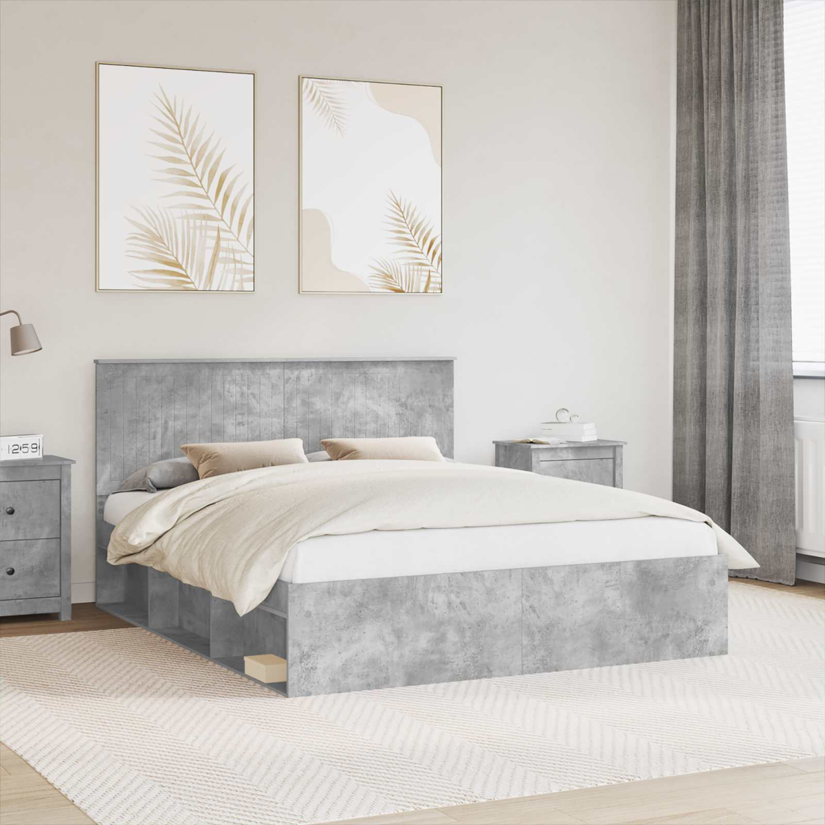 vidaXL Bed Frame with Headboard White 200 x 200 cm Solid Pine Wood - from vidaXL