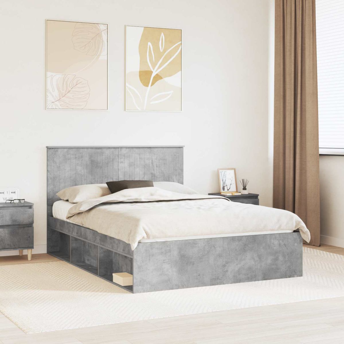 vidaXL Bed Frame with Headboard White 200 x 200 cm Solid Pine Wood - from vidaXL