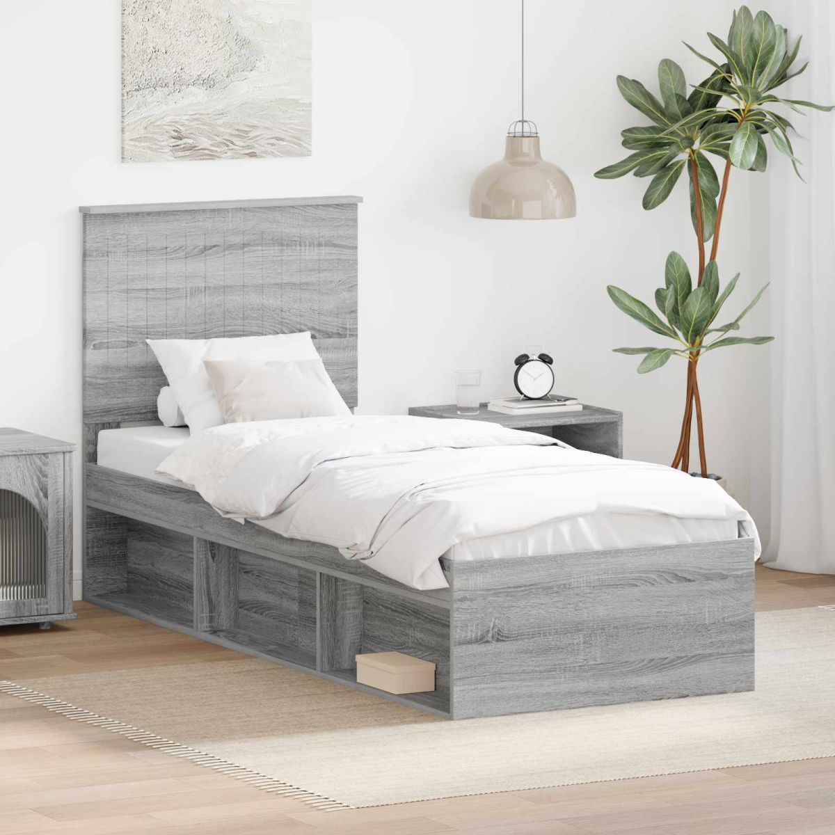 vidaXL Bed Frame with Headboard White 200 x 200 cm Solid Pine Wood - from vidaXL