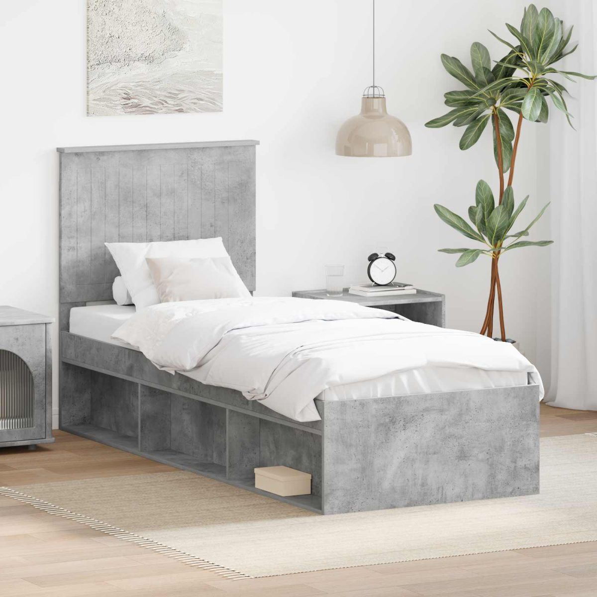 vidaXL Bed Frame with Headboard White 200 x 200 cm Solid Pine Wood - from vidaXL