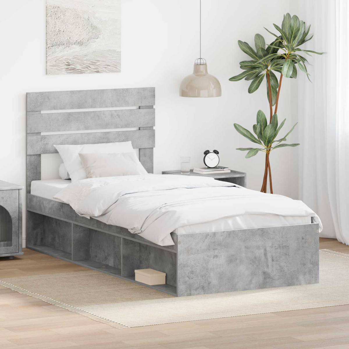 vidaXL Bed Frame with Headboard White 200 x 200 cm Solid Pine Wood - from vidaXL