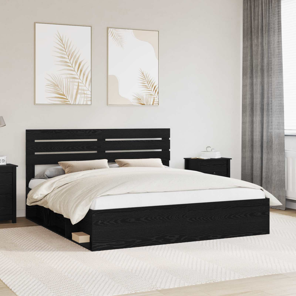 vidaXL Bed Frame with Headboard White 200 x 200 cm Solid Pine Wood - from vidaXL