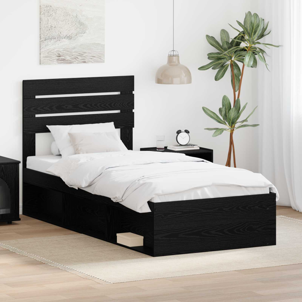 vidaXL Bed Frame with Headboard White 200 x 200 cm Solid Pine Wood - from vidaXL