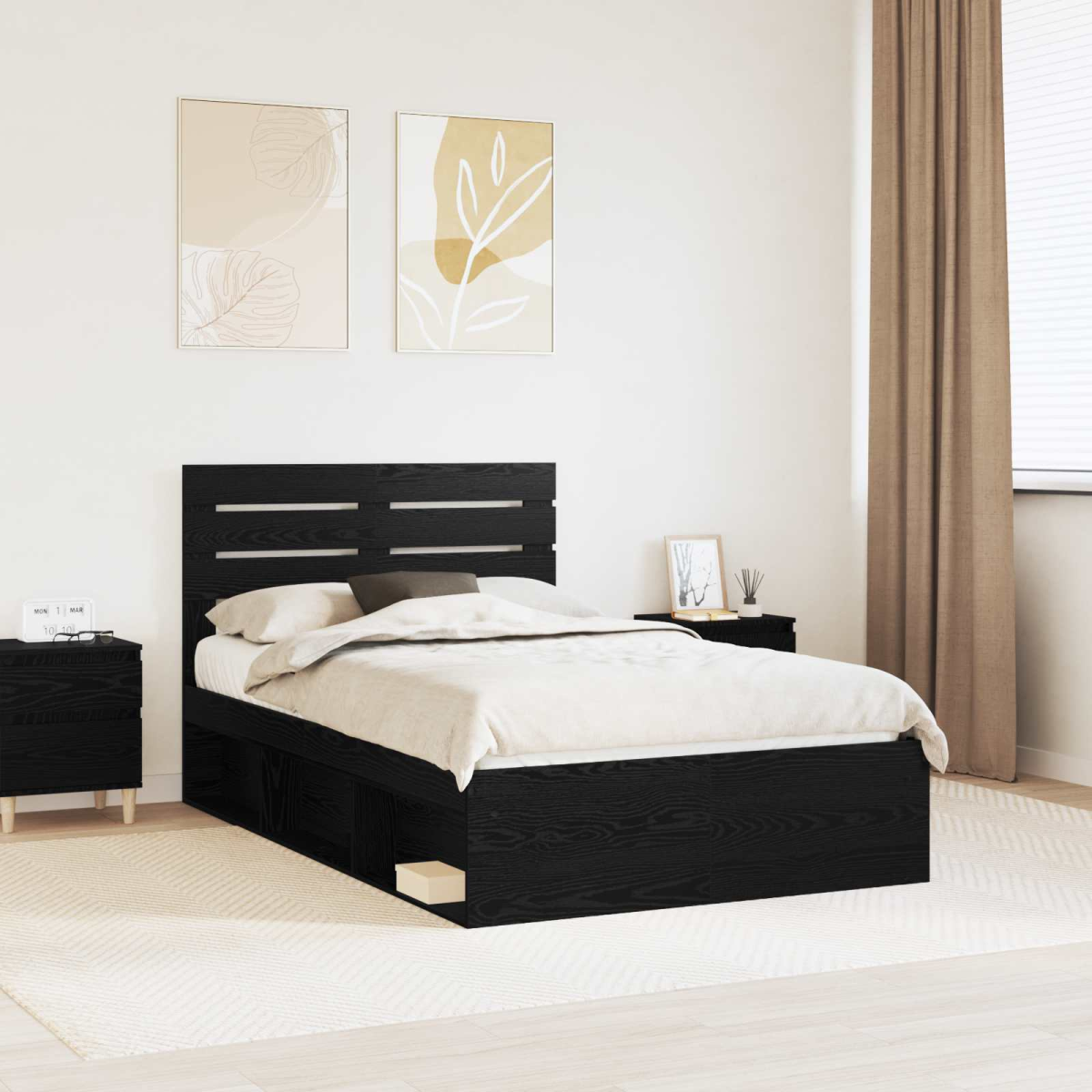 vidaXL Bed Frame with Headboard White 200 x 200 cm Solid Pine Wood - from vidaXL