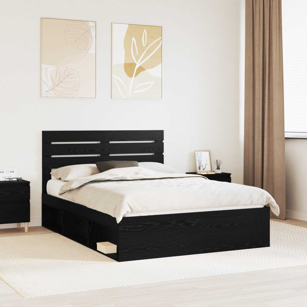 vidaXL Bed Frame with Headboard White 200 x 200 cm Solid Pine Wood - from vidaXL