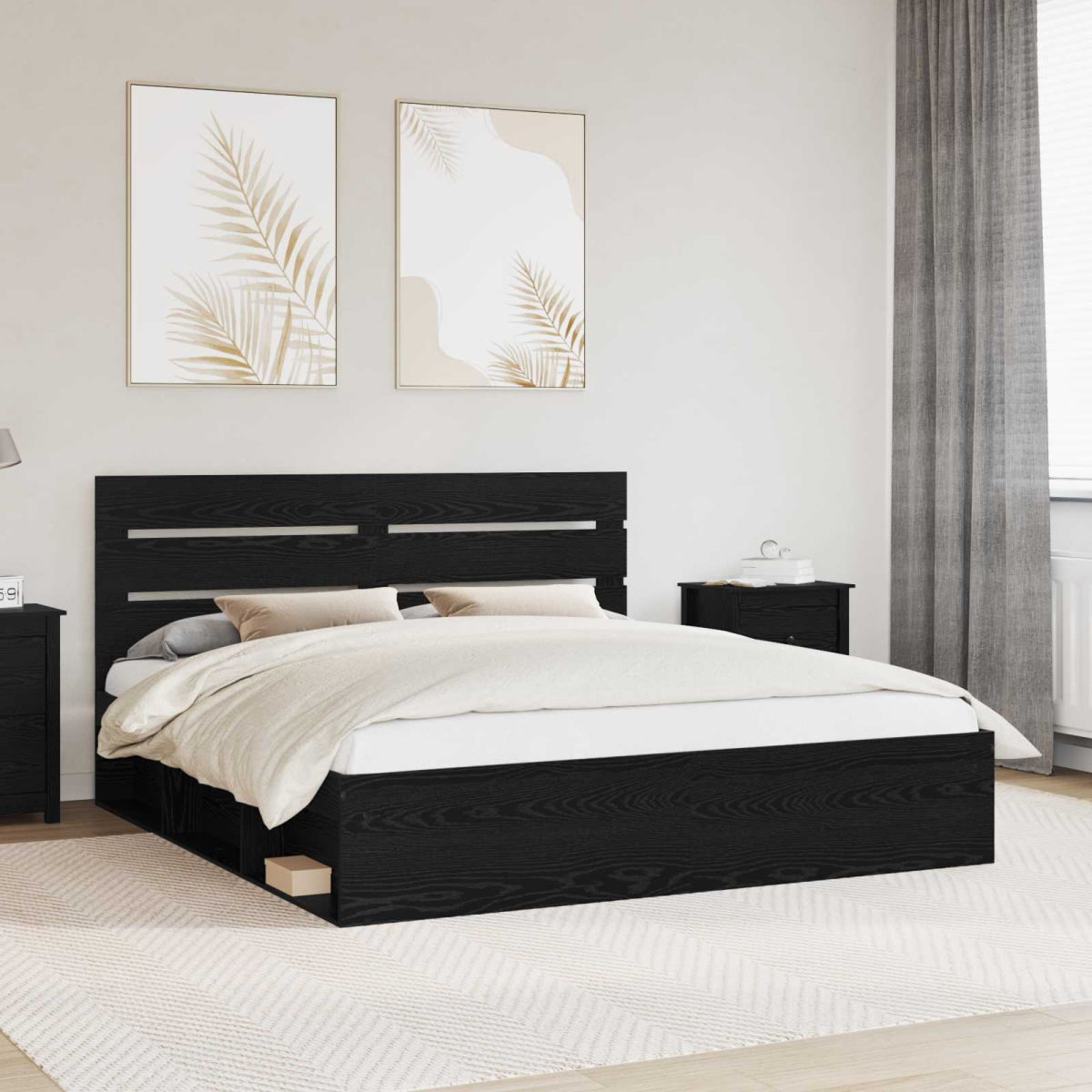 vidaXL Bed Frame with Headboard White 200 x 200 cm Solid Pine Wood - from vidaXL