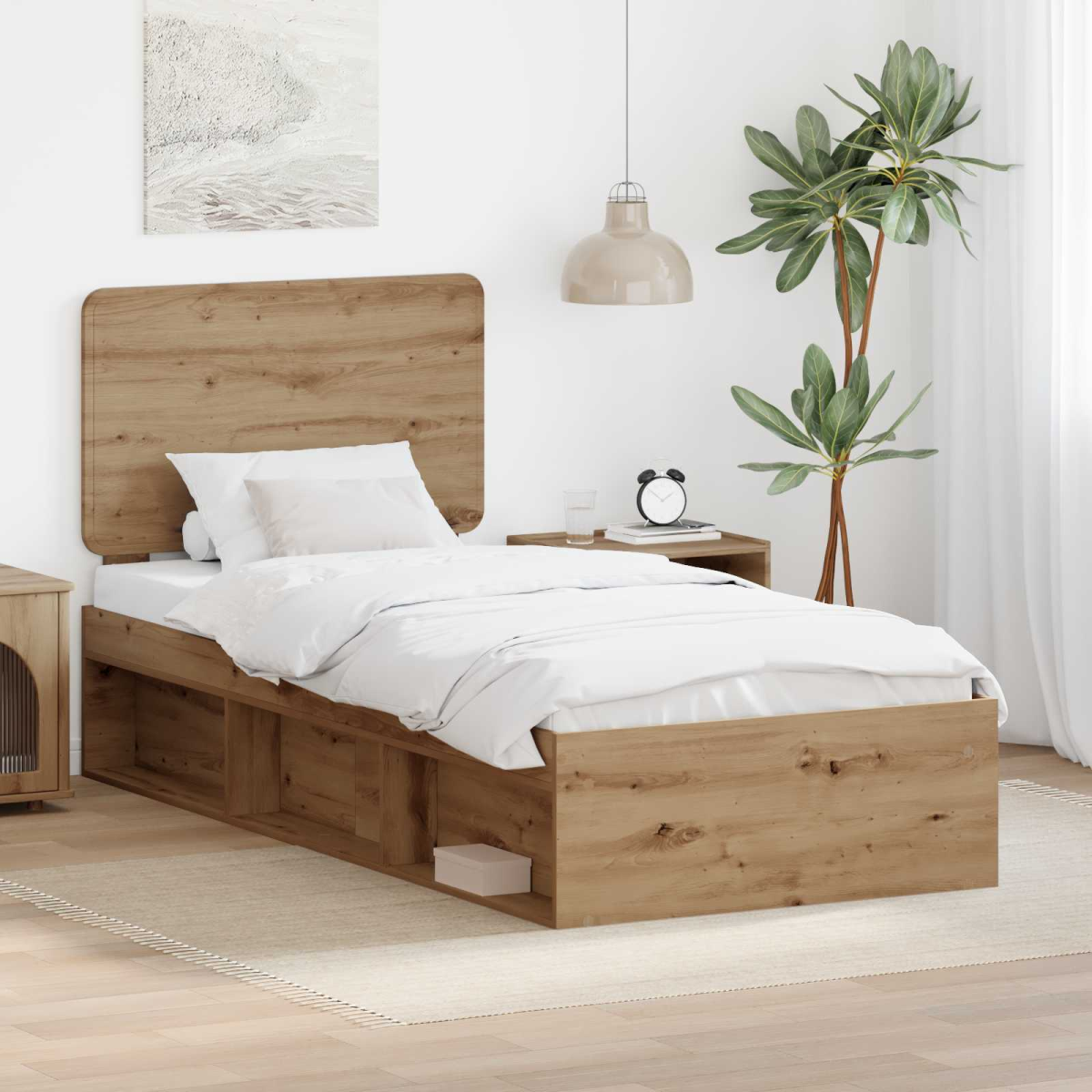 vidaXL Bed Frame with Headboard White 200 x 200 cm Solid Pine Wood - from vidaXL