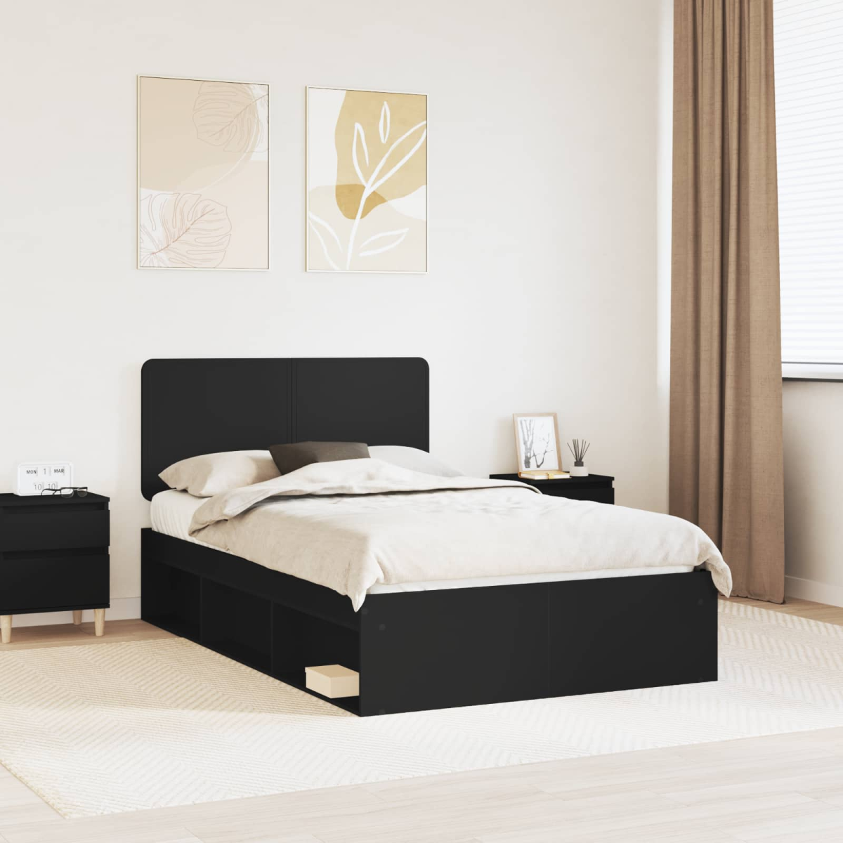 vidaXL Bed Frame with Headboard White 200 x 200 cm Solid Pine Wood - from vidaXL