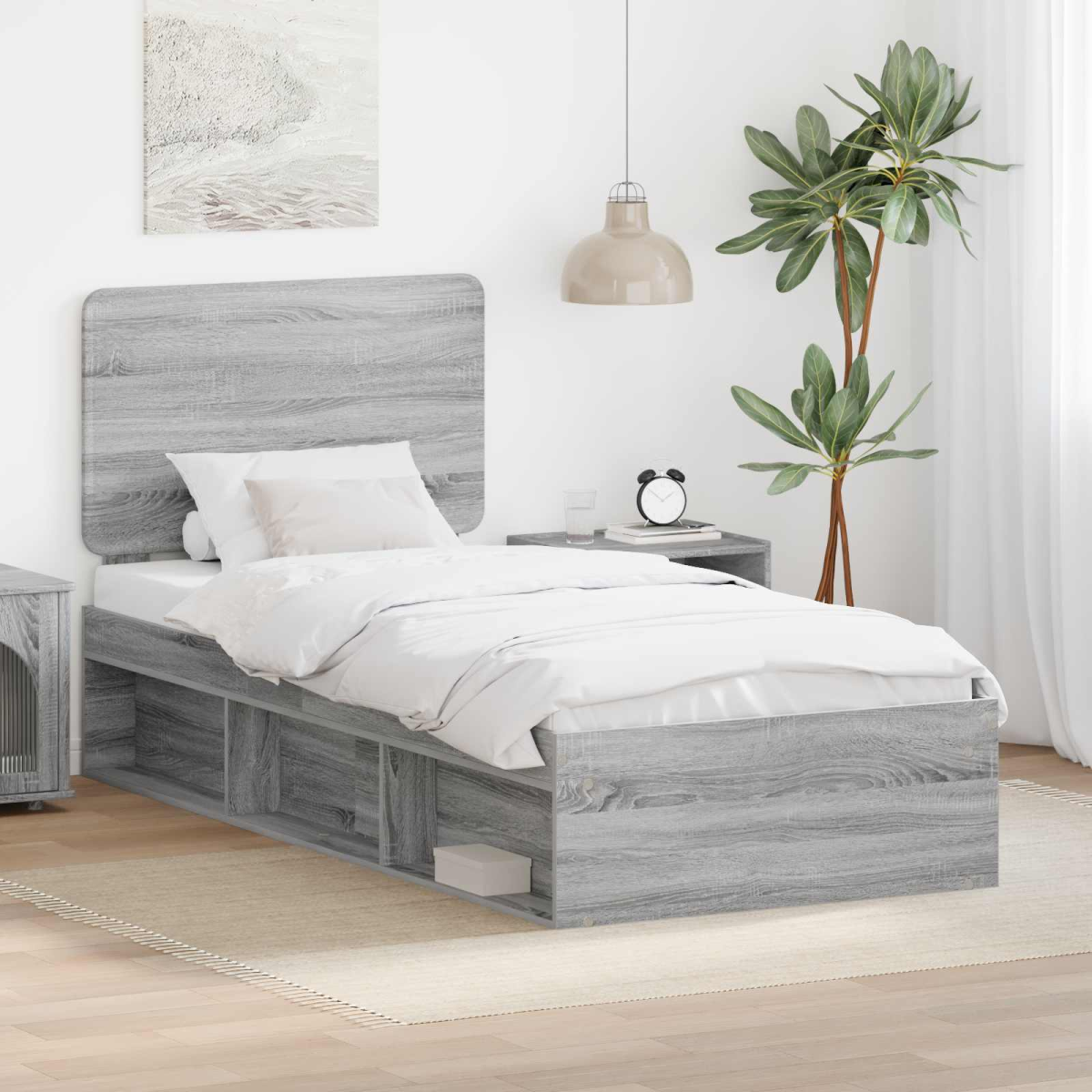 vidaXL Bed Frame with Headboard White 200 x 200 cm Solid Pine Wood - from vidaXL