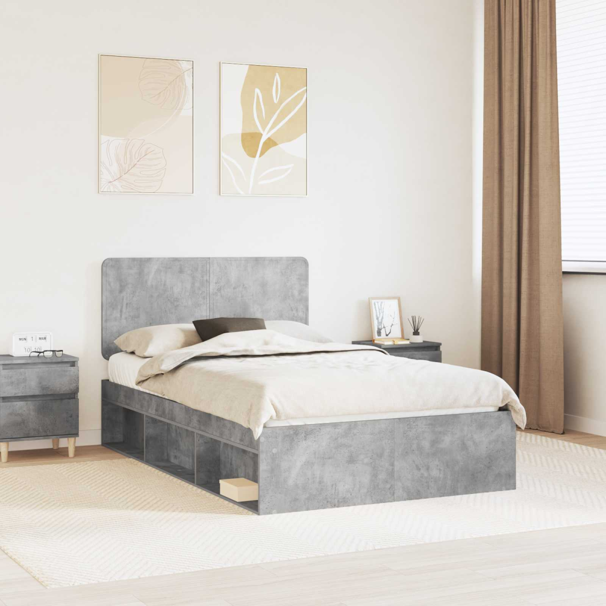 vidaXL Bed Frame with Headboard White 200 x 200 cm Solid Pine Wood - from vidaXL
