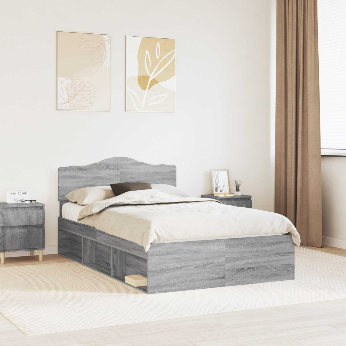 vidaXL Bed Frame with Headboard White 200 x 200 cm Solid Pine Wood - from vidaXL
