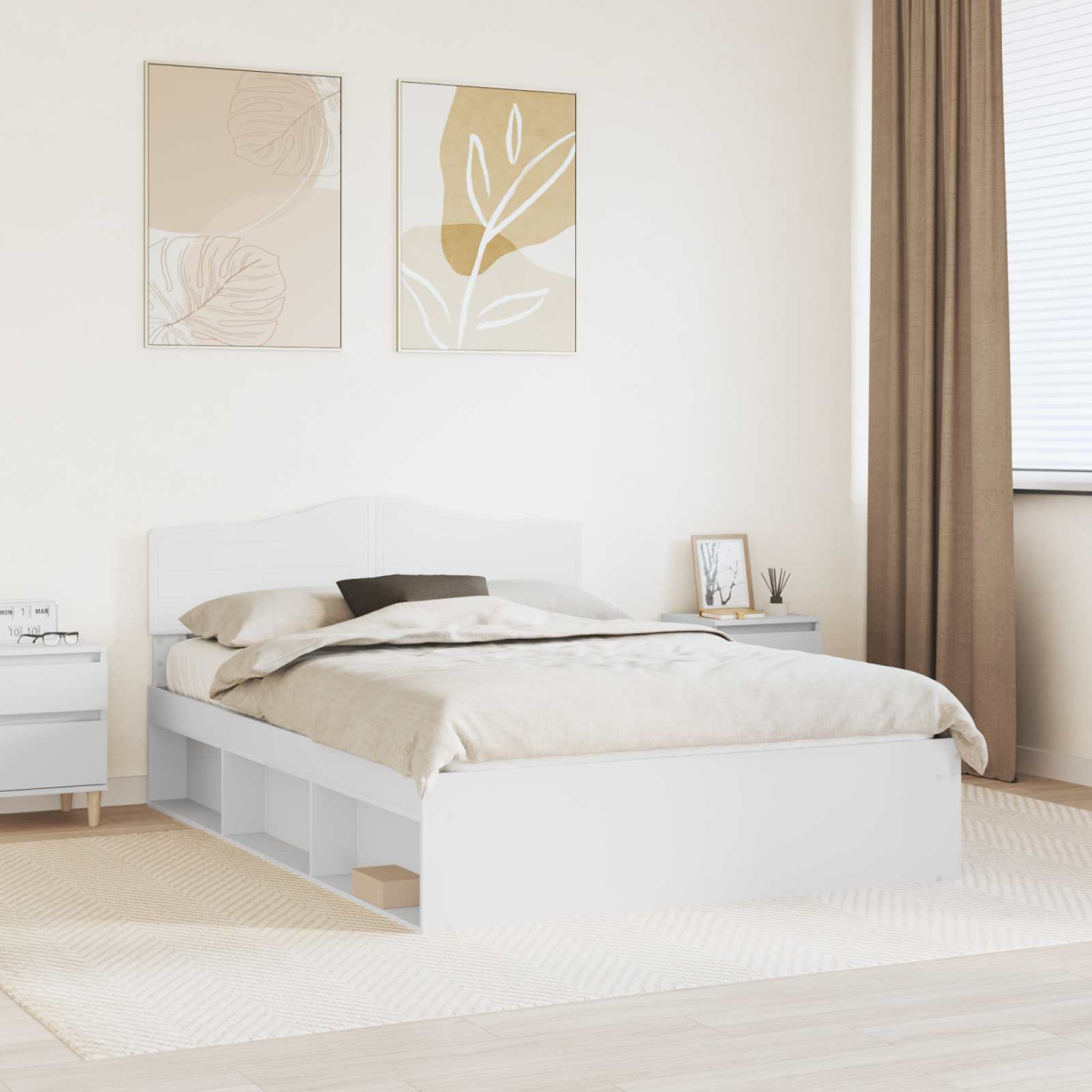 vidaXL Bed Frame with Headboard White 200 x 200 cm Solid Pine Wood - from vidaXL
