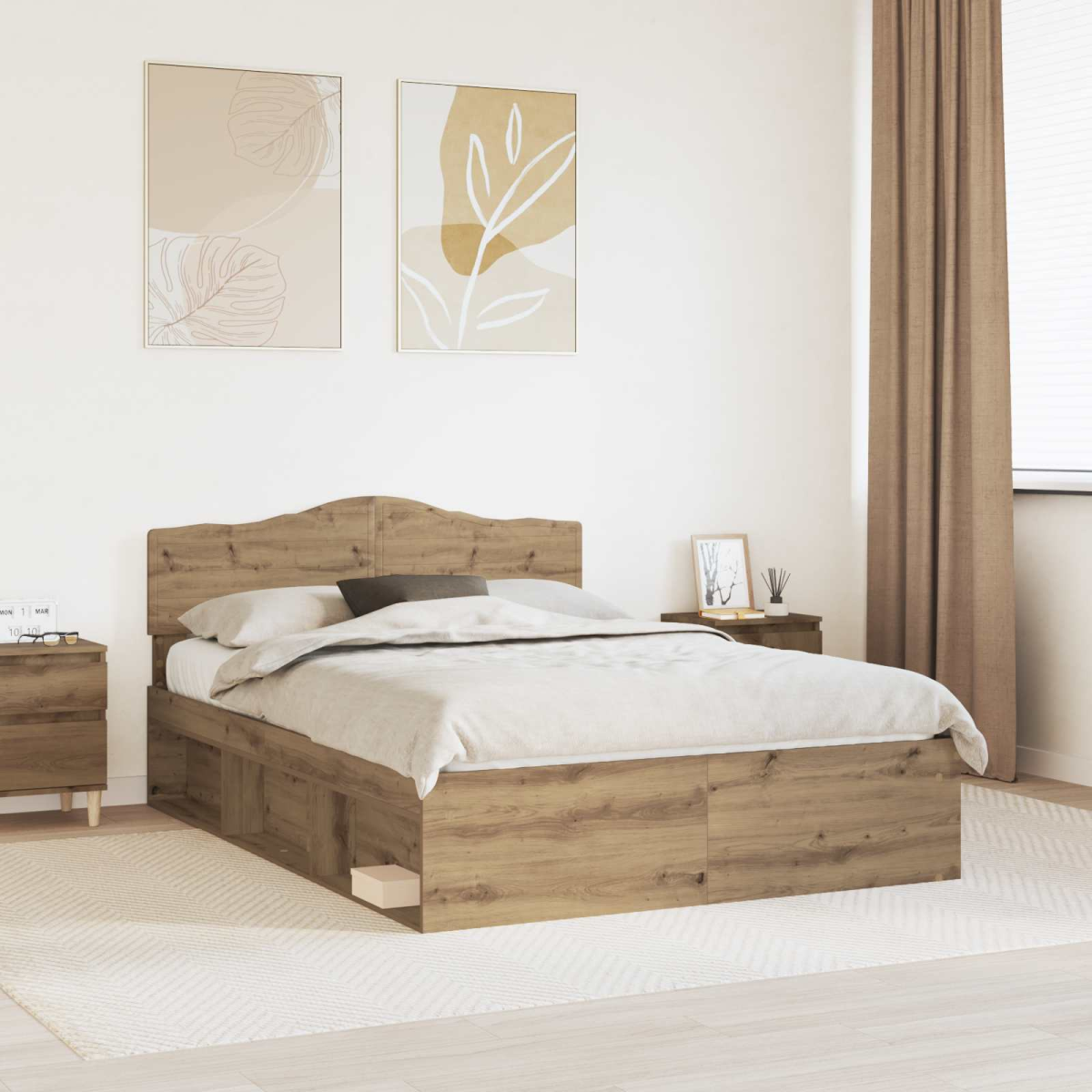 vidaXL Bed Frame with Headboard White 200 x 200 cm Solid Pine Wood - from vidaXL