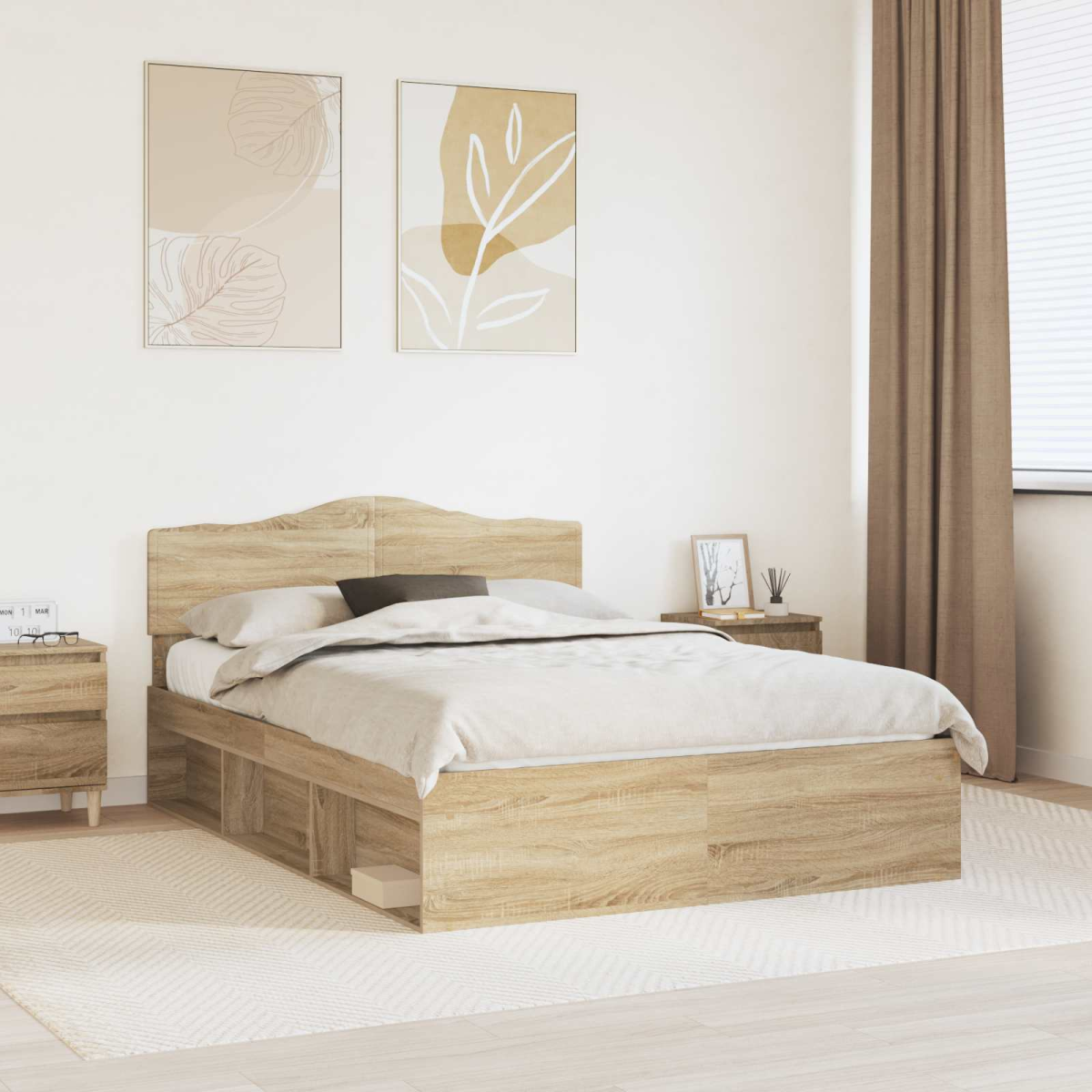 vidaXL Bed Frame with Headboard White 200 x 200 cm Solid Pine Wood - from vidaXL