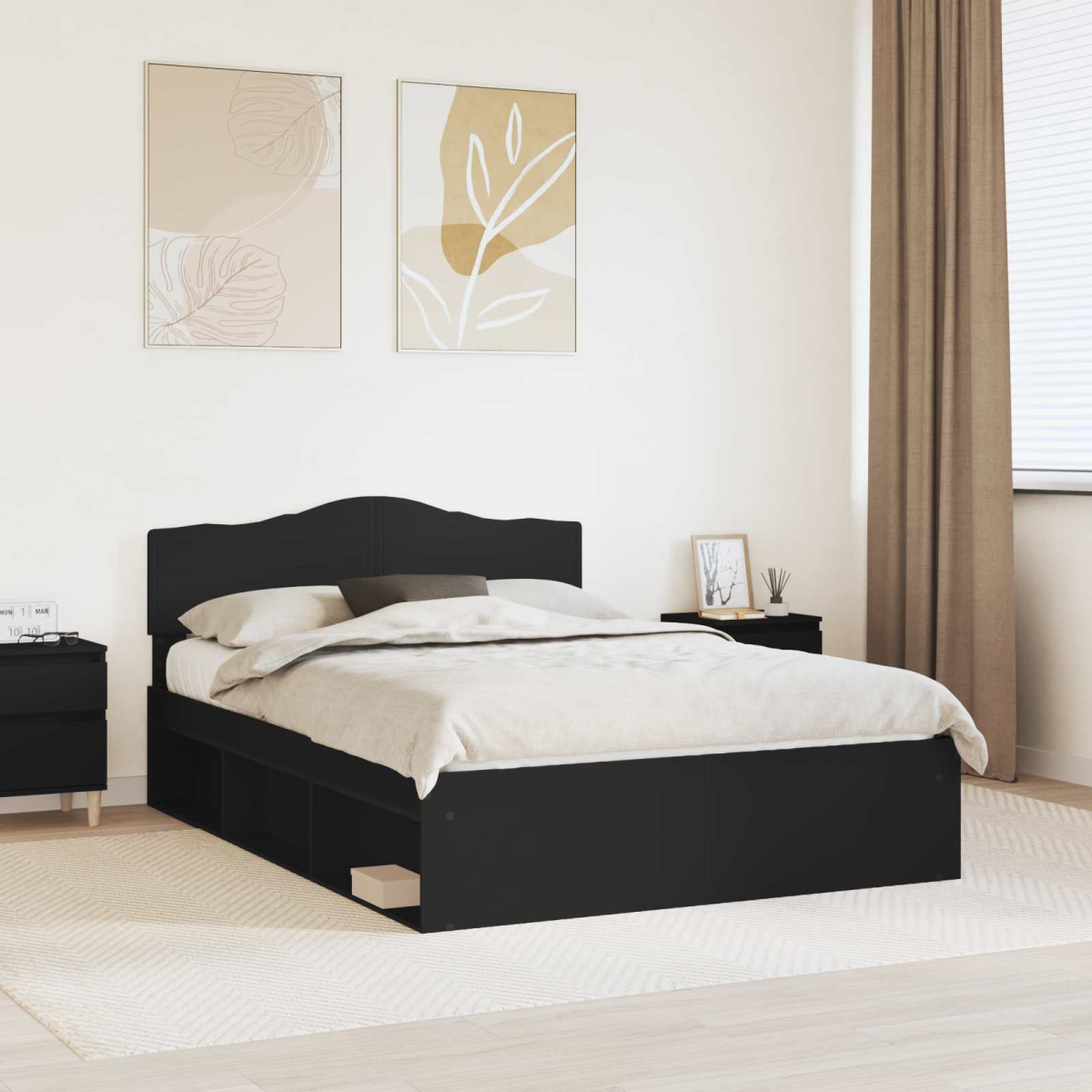 vidaXL Bed Frame with Headboard White 200 x 200 cm Solid Pine Wood - from vidaXL