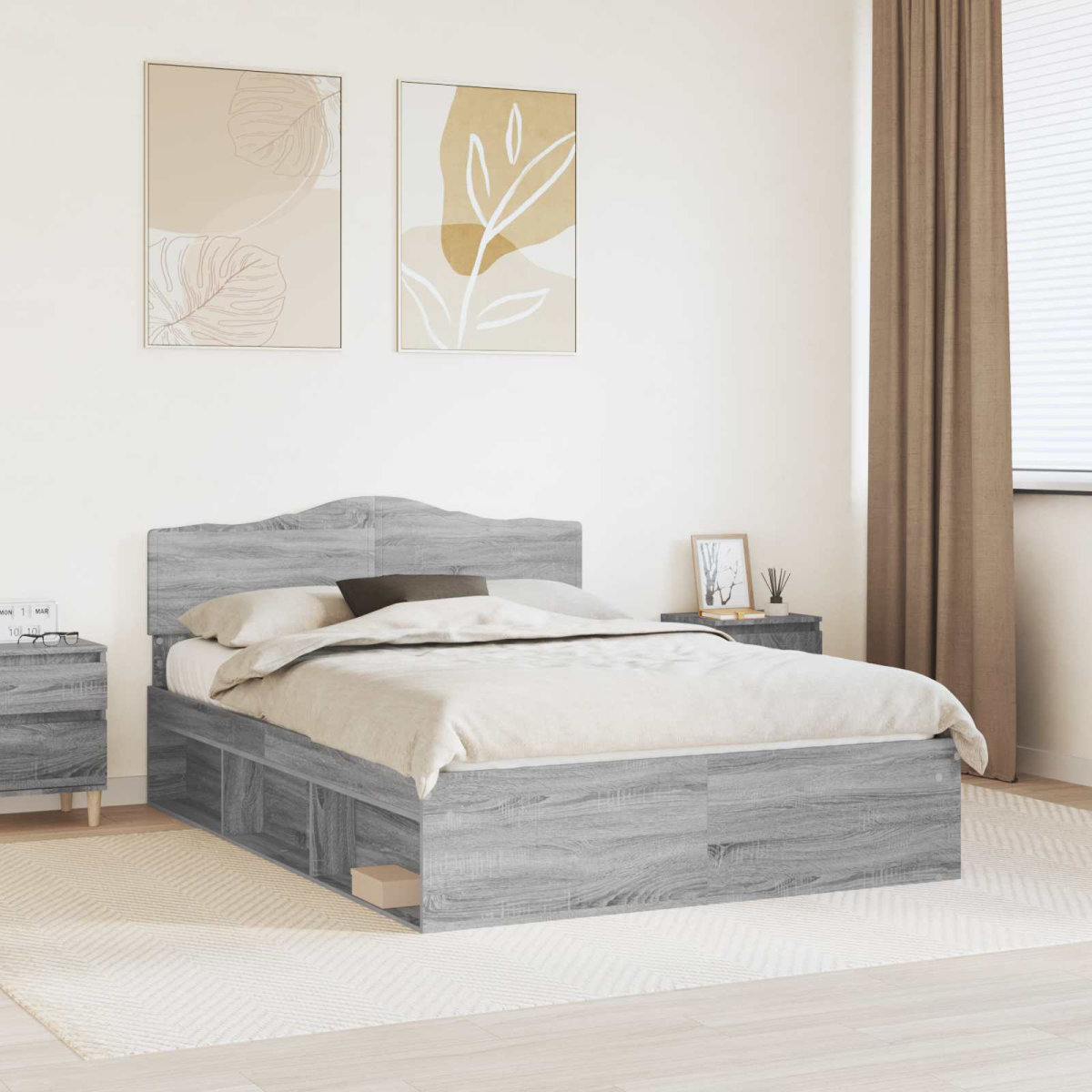 vidaXL Bed Frame with Headboard White 200 x 200 cm Solid Pine Wood - from vidaXL