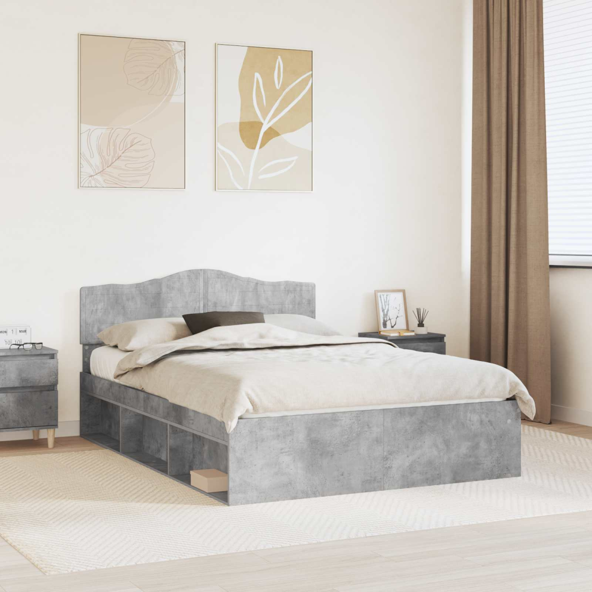 vidaXL Bed Frame with Headboard White 200 x 200 cm Solid Pine Wood - from vidaXL