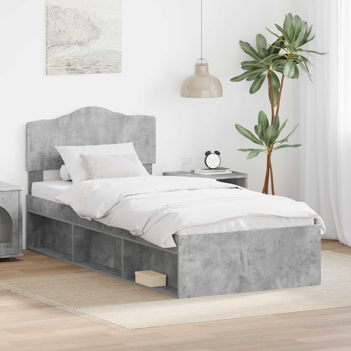 vidaXL Bed Frame with Headboard White 200 x 200 cm Solid Pine Wood - from vidaXL