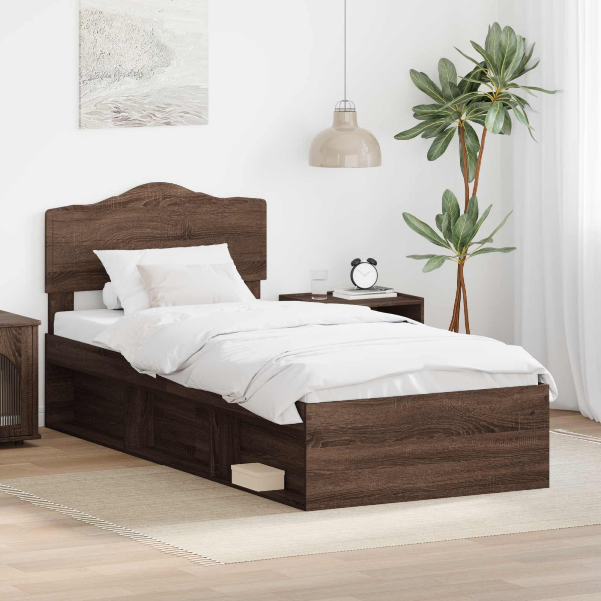 vidaXL Bed Frame with Headboard White 200 x 200 cm Solid Pine Wood - from vidaXL