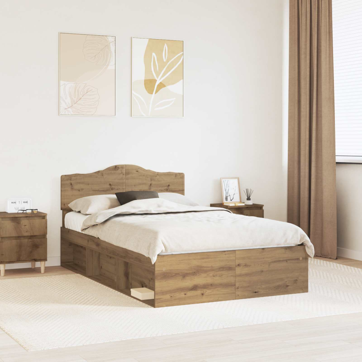 vidaXL Bed Frame with Headboard White 200 x 200 cm Solid Pine Wood - from vidaXL