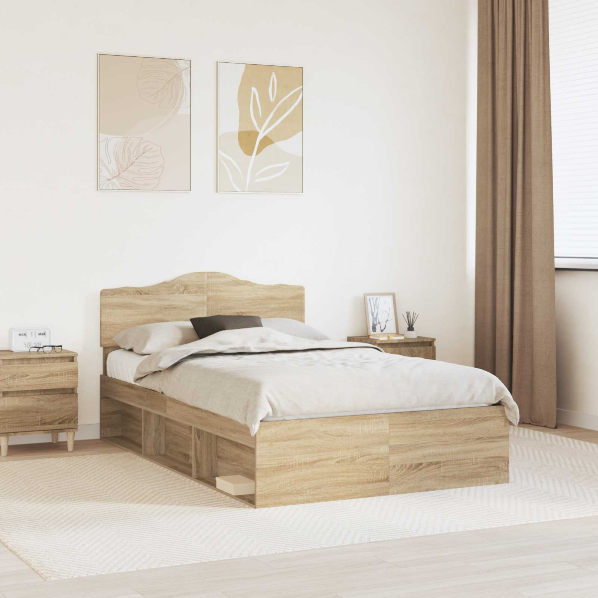 vidaXL Bed Frame with Headboard White 200 x 200 cm Solid Pine Wood - from vidaXL