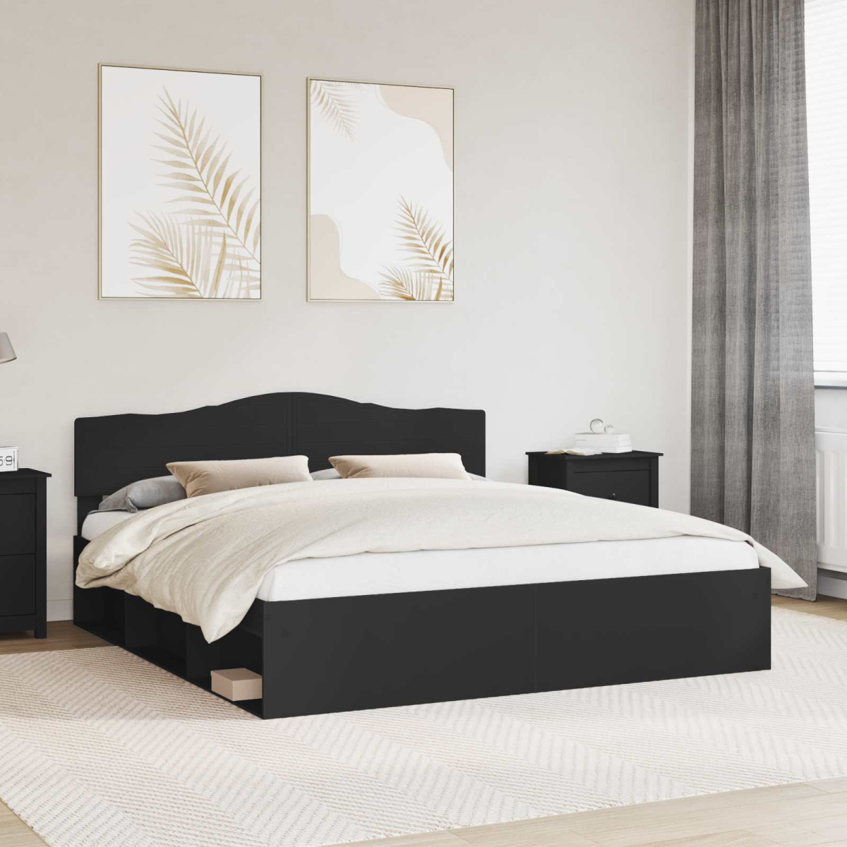 vidaXL Bed Frame with Headboard White 200 x 200 cm Solid Pine Wood - from vidaXL