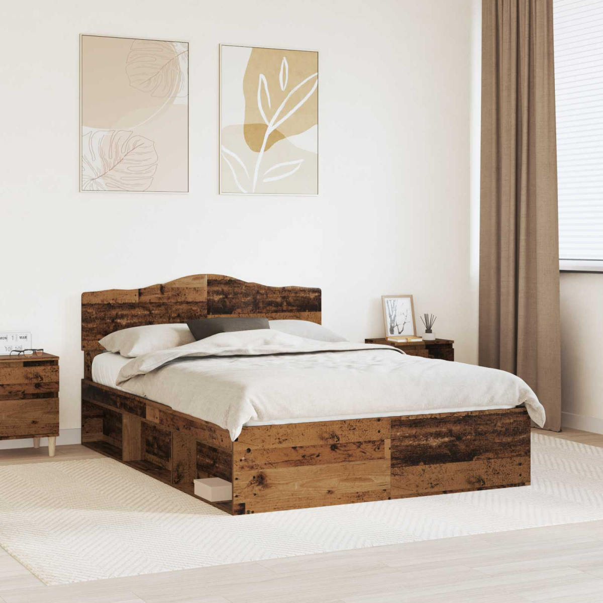 vidaXL Bed Frame with Headboard White 200 x 200 cm Solid Pine Wood - from vidaXL