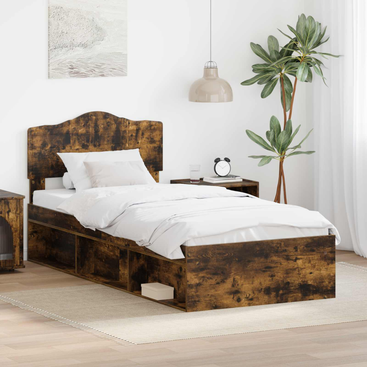 vidaXL Bed Frame with Headboard White 200 x 200 cm Solid Pine Wood - from vidaXL