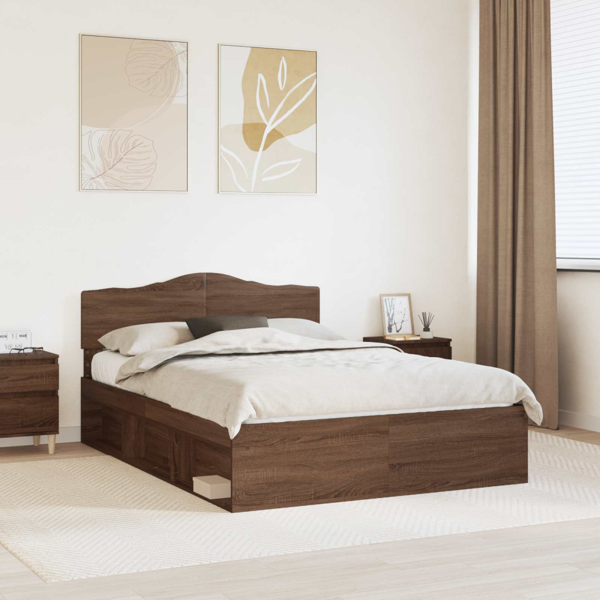 vidaXL Bed Frame with Headboard White 200 x 200 cm Solid Pine Wood - from vidaXL
