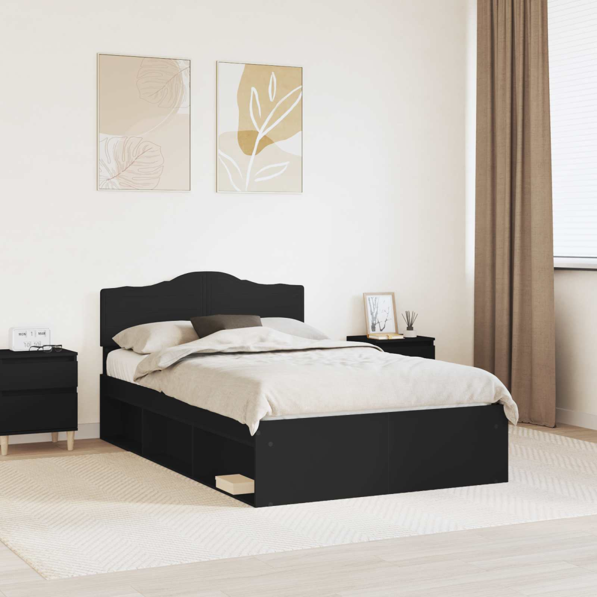 vidaXL Bed Frame with Headboard White 200 x 200 cm Solid Pine Wood - from vidaXL