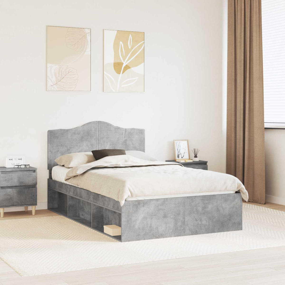 vidaXL Bed Frame with Headboard White 200 x 200 cm Solid Pine Wood - from vidaXL