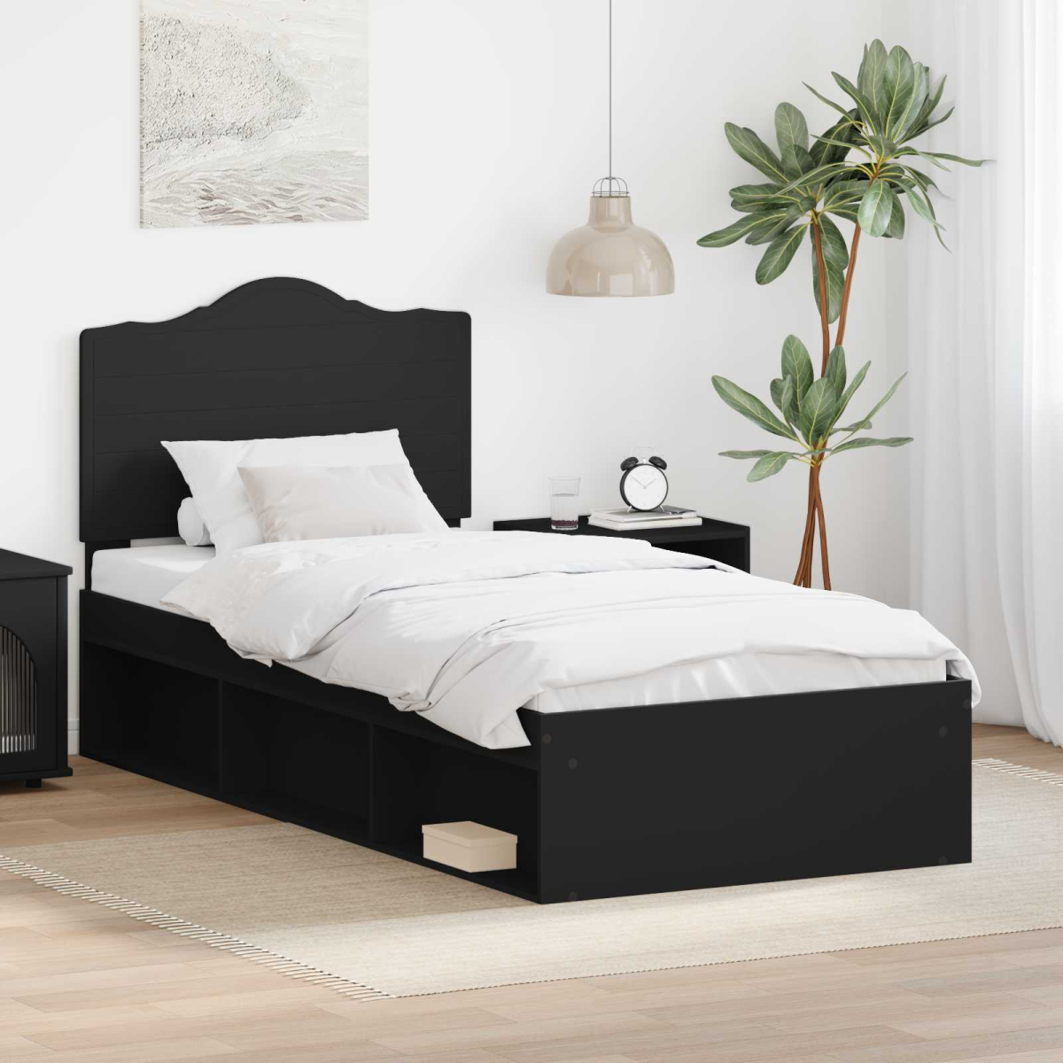 vidaXL Bed Frame with Headboard White 200 x 200 cm Solid Pine Wood - from vidaXL