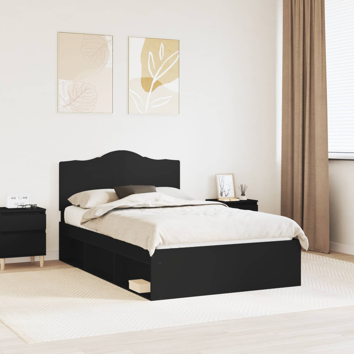 vidaXL Bed Frame with Headboard White 200 x 200 cm Solid Pine Wood - from vidaXL