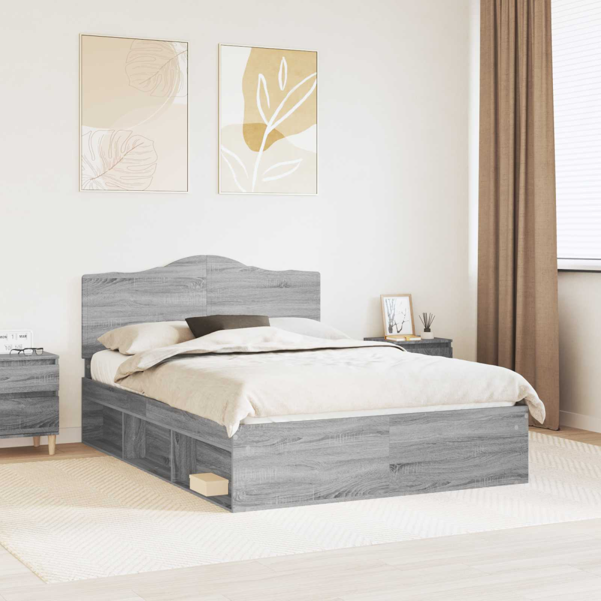 vidaXL Bed Frame with Headboard White 200 x 200 cm Solid Pine Wood - from vidaXL