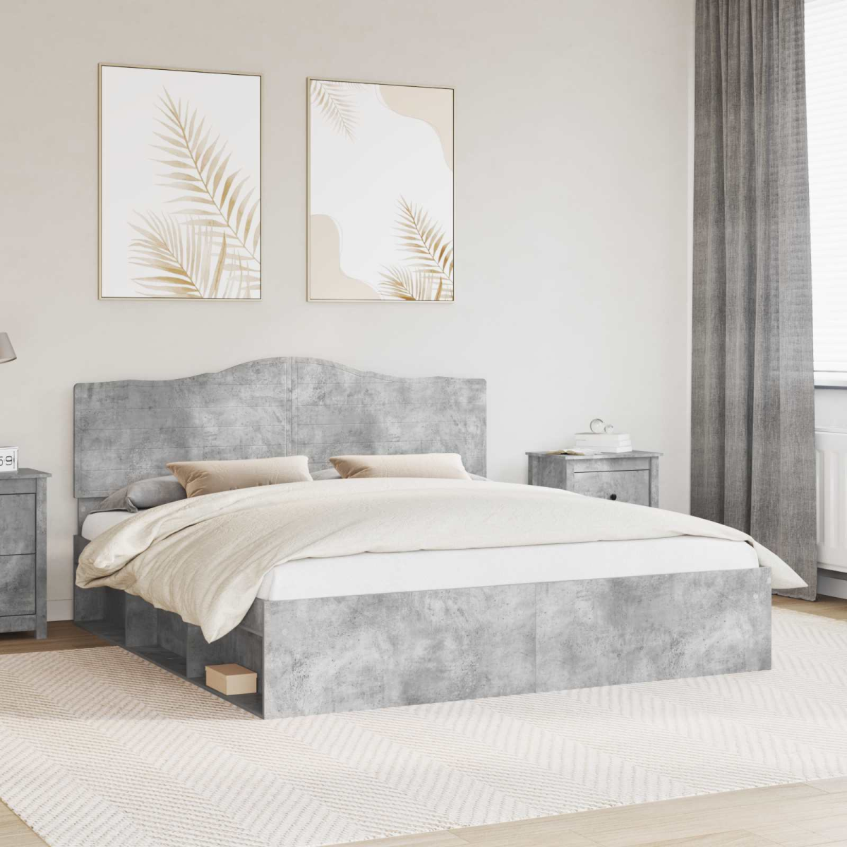 vidaXL Bed Frame with Headboard White 200 x 200 cm Solid Pine Wood - from vidaXL
