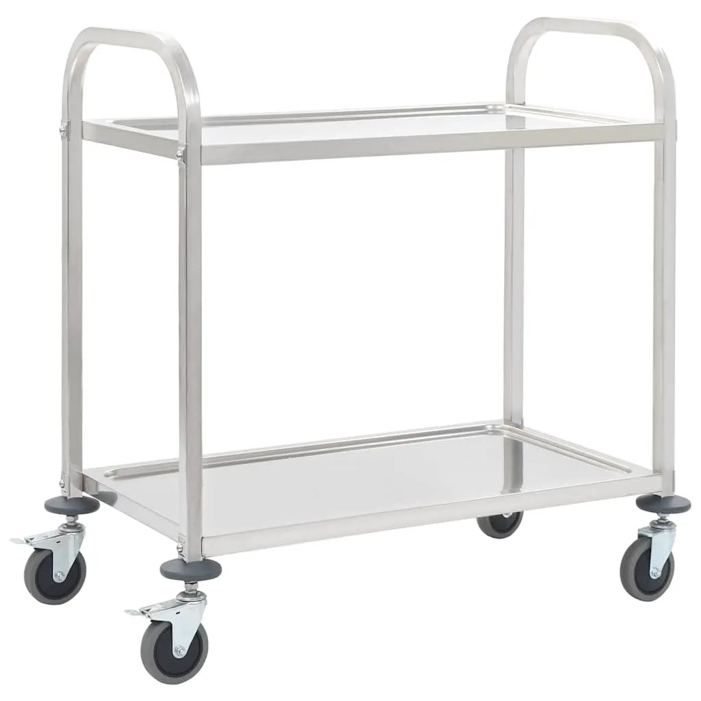 vidaXL 2-Tier Kitchen Trolley 96.5x55x90 cm Stainless Steel - from vidaXL