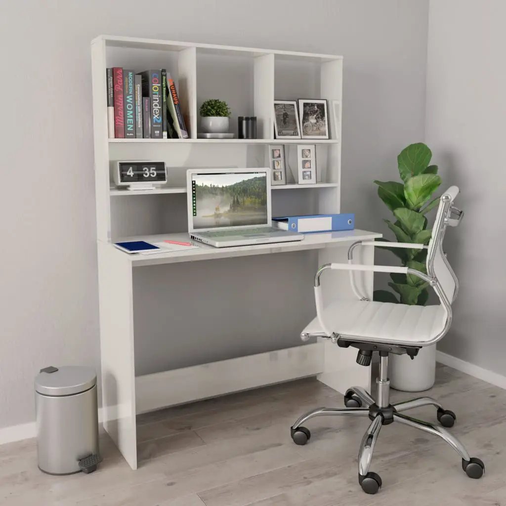 vidaXL vidaXL Desk with Shelf White 110x45x157 cm Engineered Wood - Desk