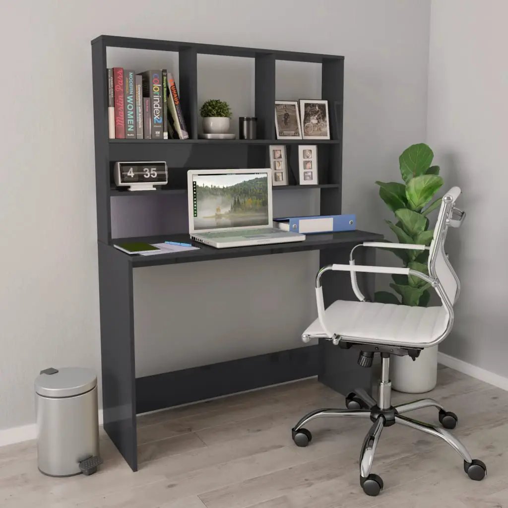 vidaXL vidaXL Desk with Shelf White 110x45x157 cm Engineered Wood - Desk